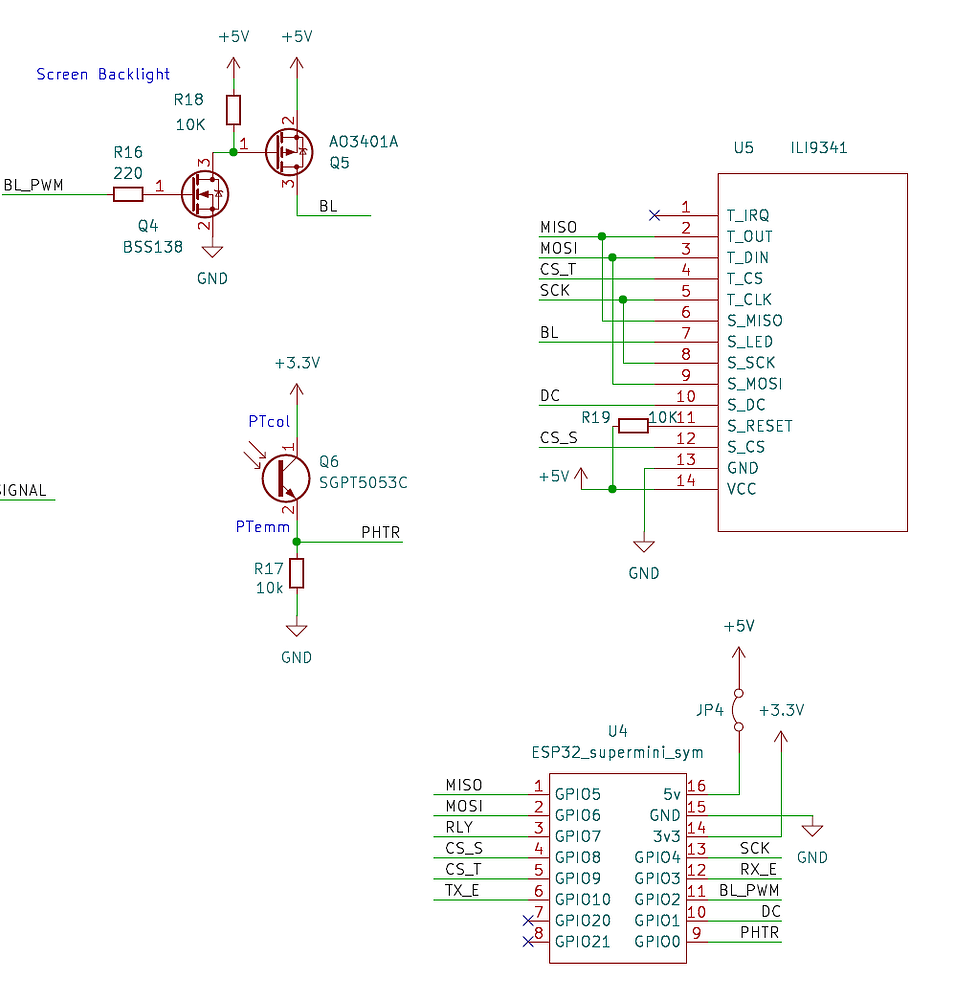 TFT touchscreen wiring diagram for ESP32-C3