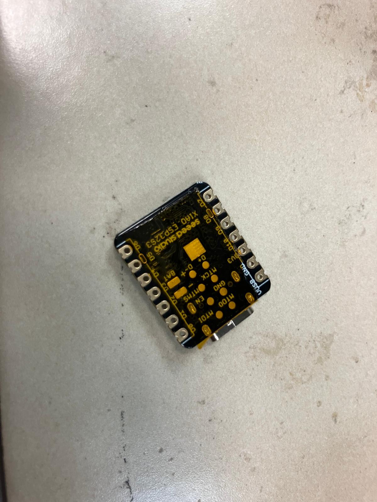 Cleaned microcontroller footprint after removing Kapton tape