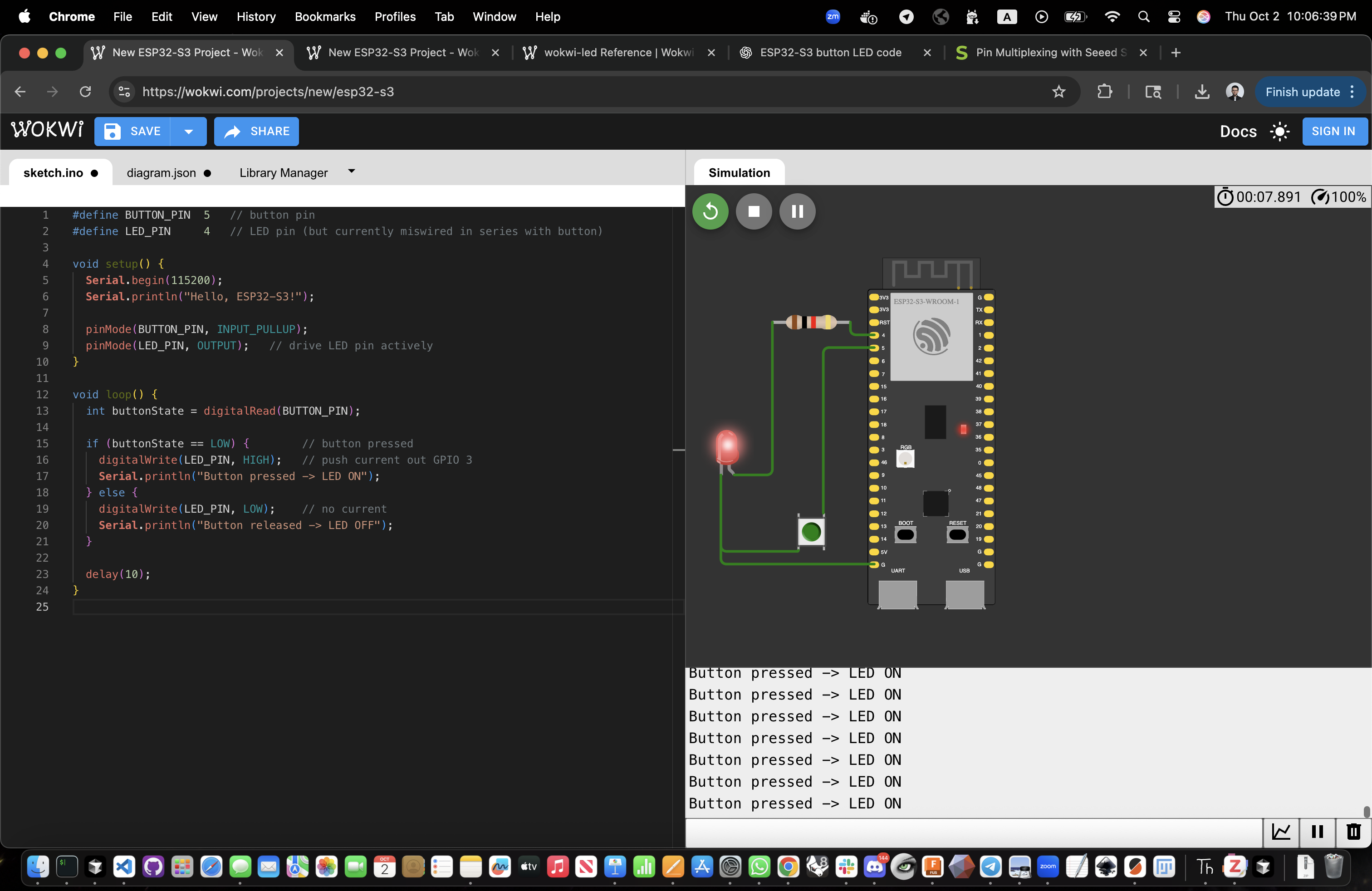 ESP32S3 LED Circuit Simulation 1