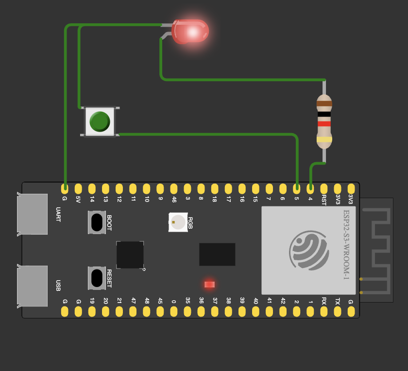 ESP32S3 LED Circuit Simulation 1