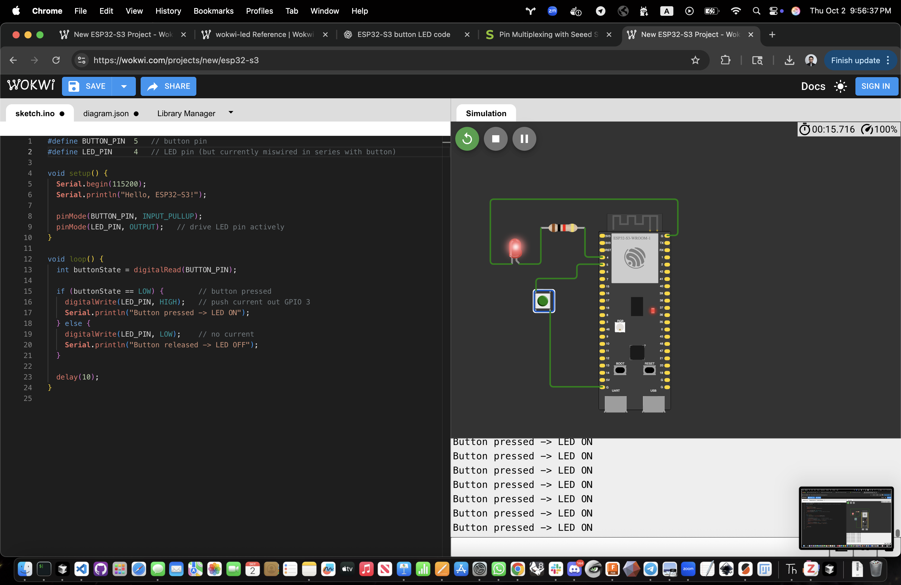 ESP32S3 LED Circuit Simulation 2