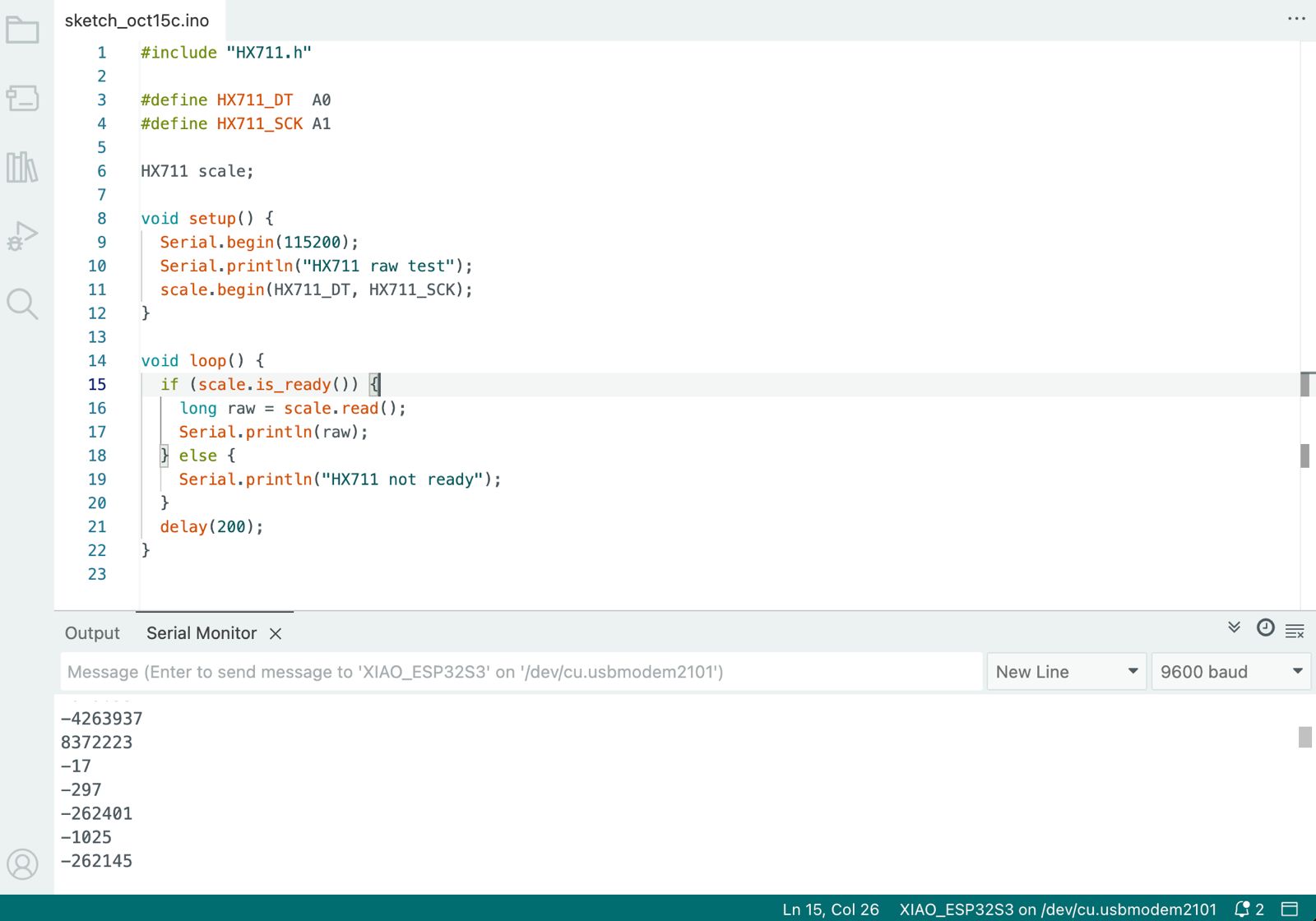 Load Cell Serial Monitor Output 1