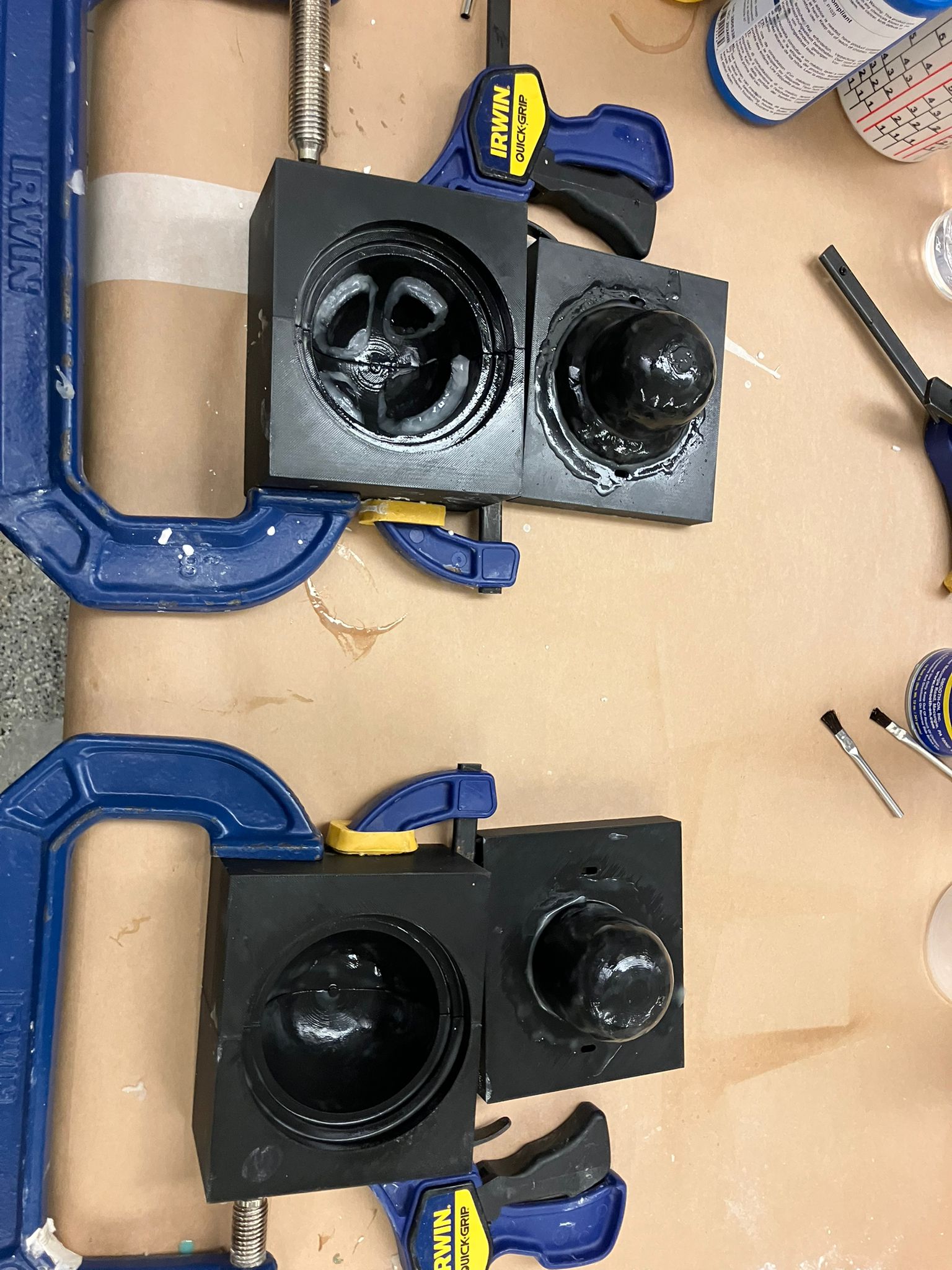 Dome molds clamped ahead of casting