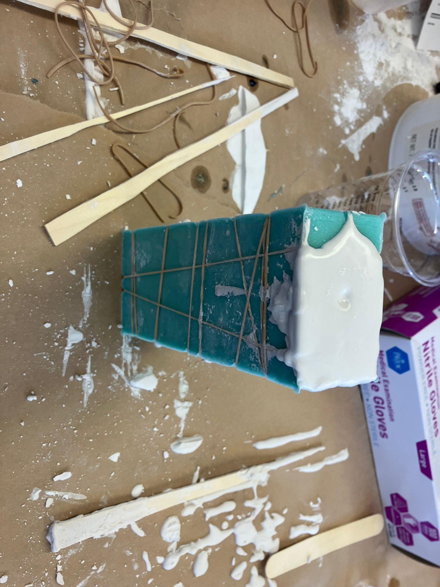 Cured arrow casting inside the silicone mold