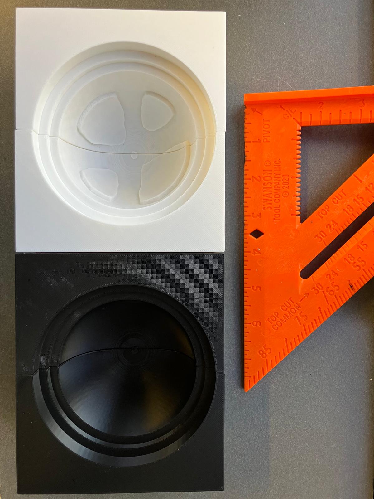 Joined dome molds showing alignment