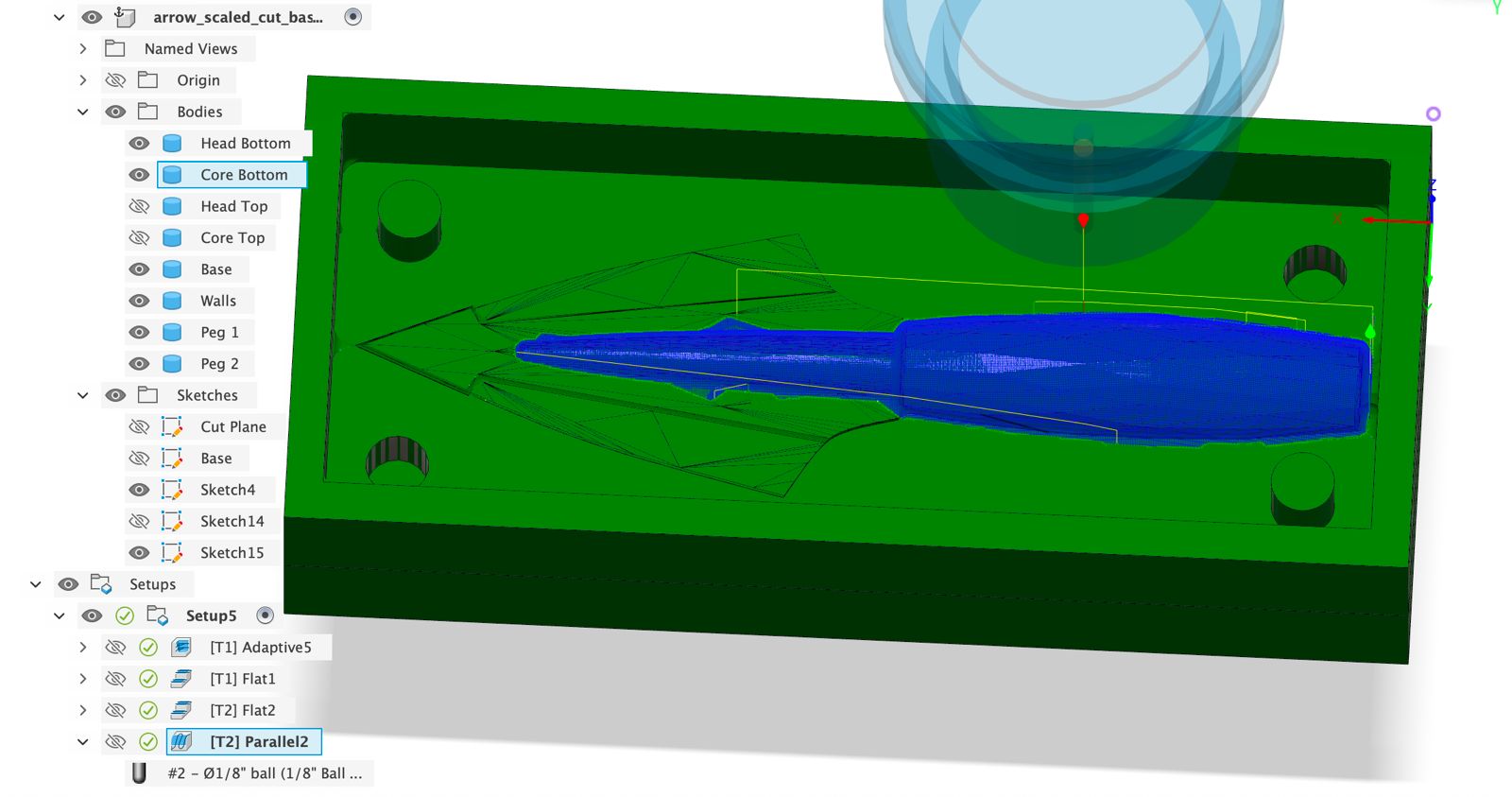 Parallel finishing toolpath overlay
