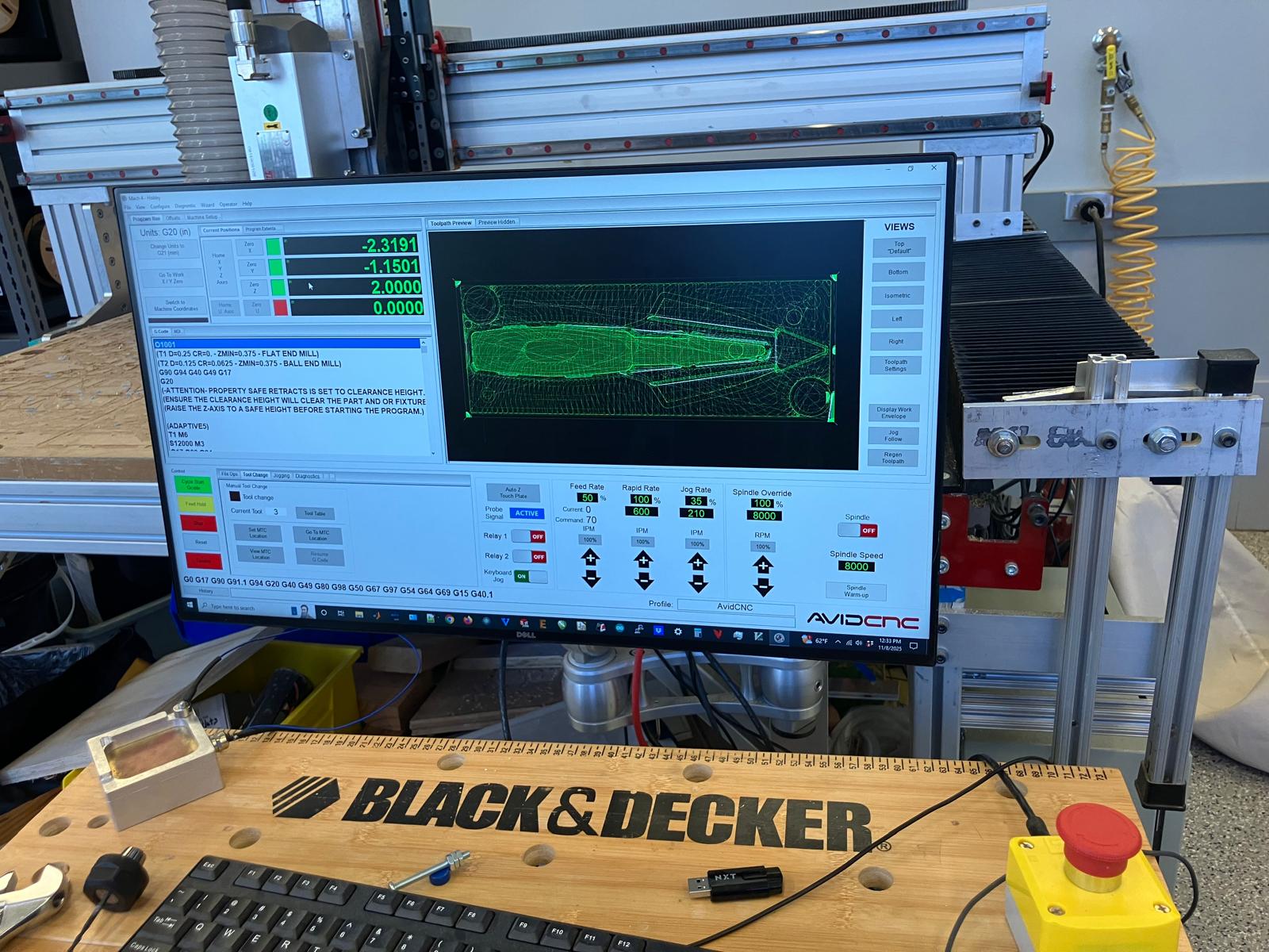 CAM program loaded on the Bantam interface