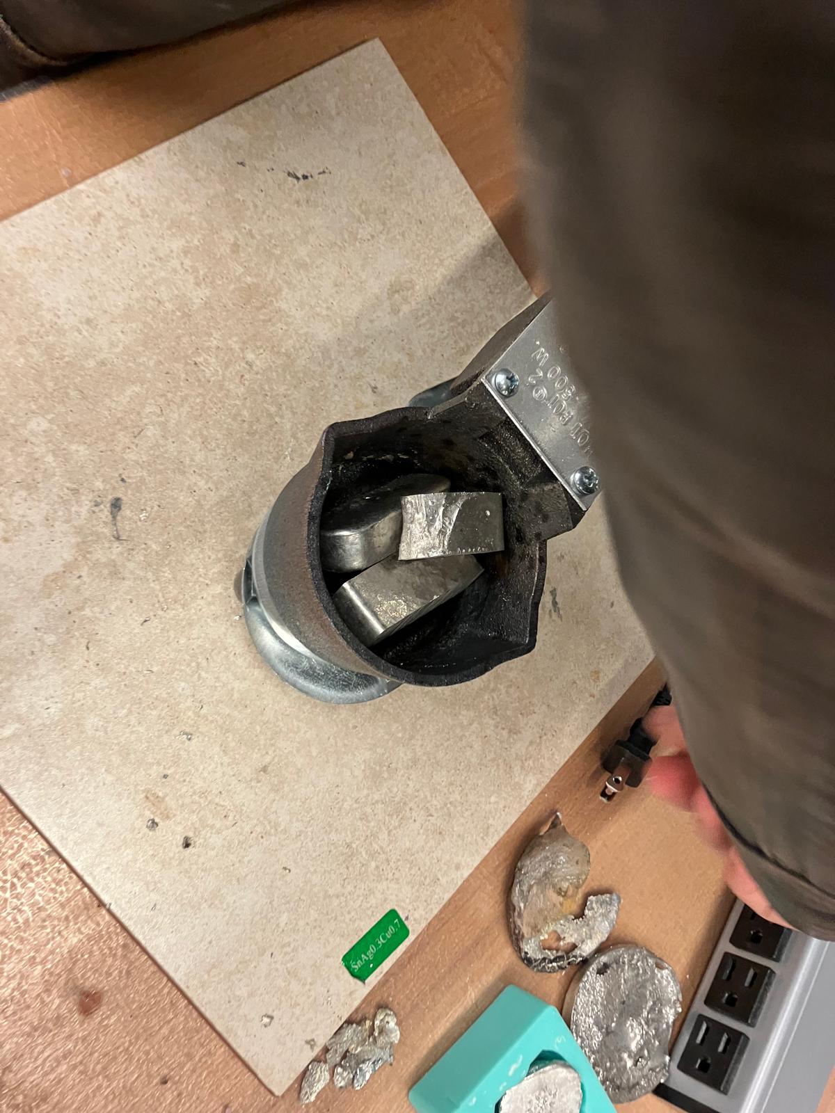 Molten Rotomelt in crucible