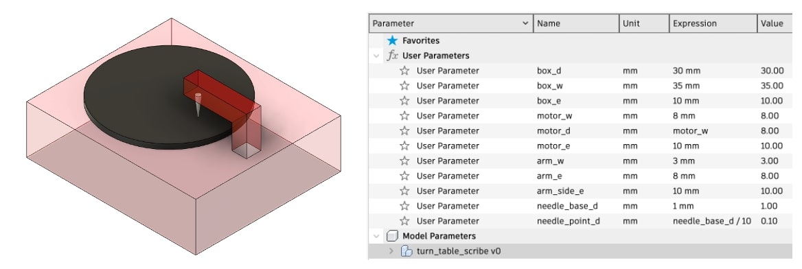 Turn Table CAD with Parameterization in Fusion