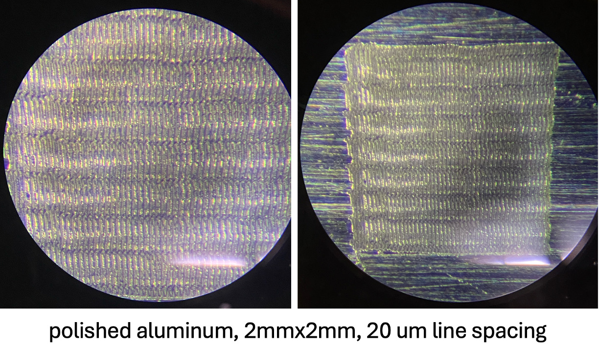 20um-Line-Spacing Aluminum Microscope Images