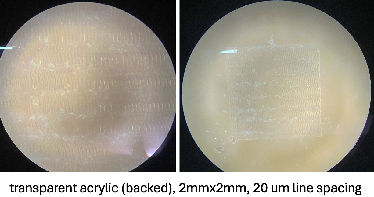 20um-Line-Spacing Acrylic MicroscopeImages