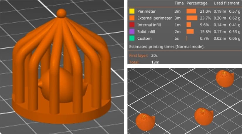 Slicer Preview and Bird Printing Setup