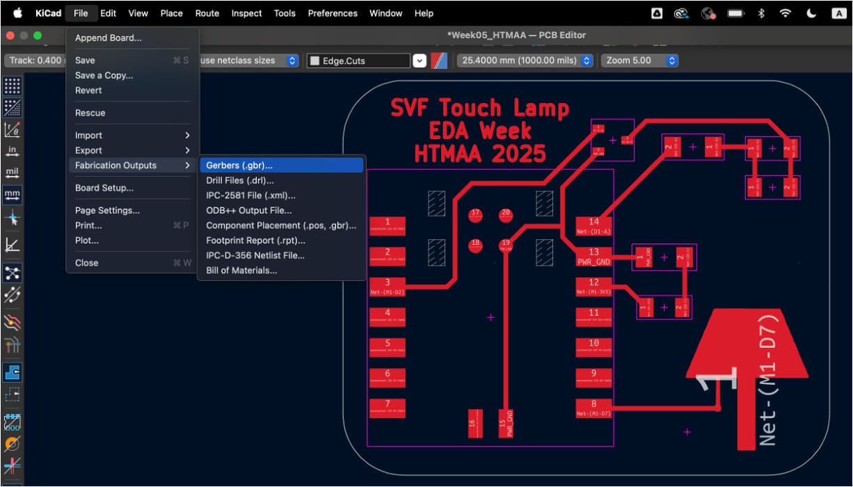 Navigating to Exporting Gerbers Screen