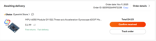 Order confirmation screenshot 1