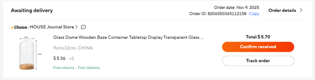 Order confirmation screenshot 5