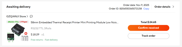 Order confirmation screenshot 7