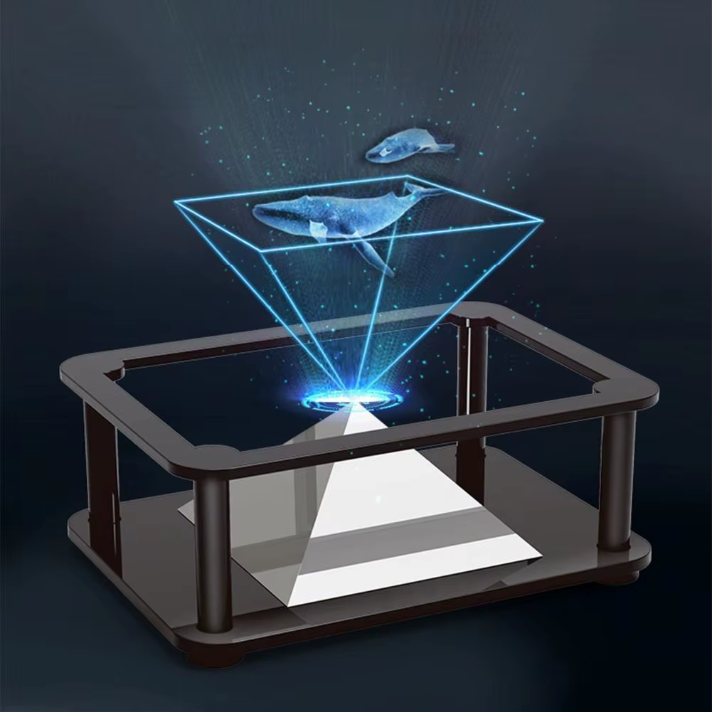 Render of the dock as a holographic pyramid display
