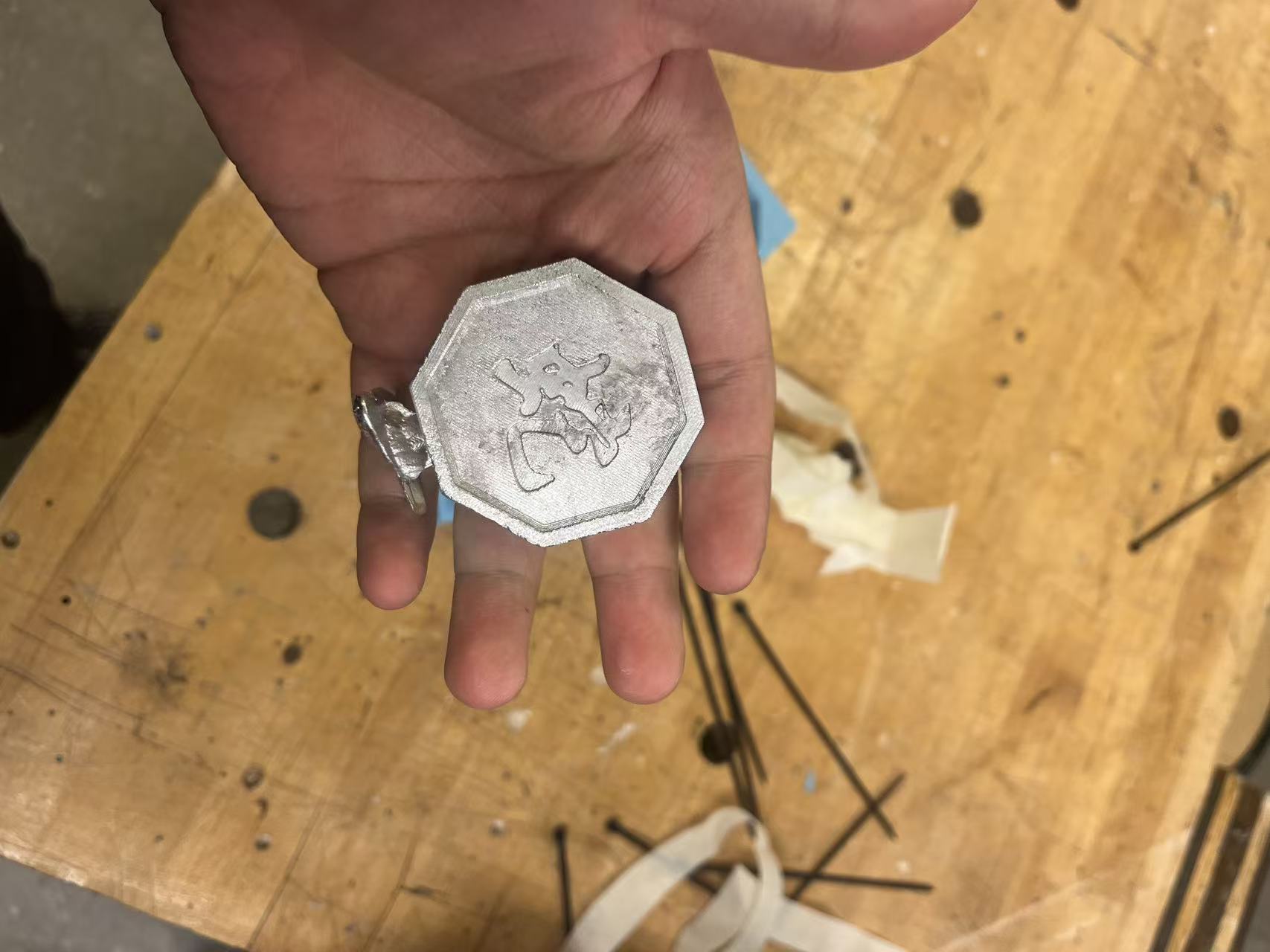 Close-up of finished talisman