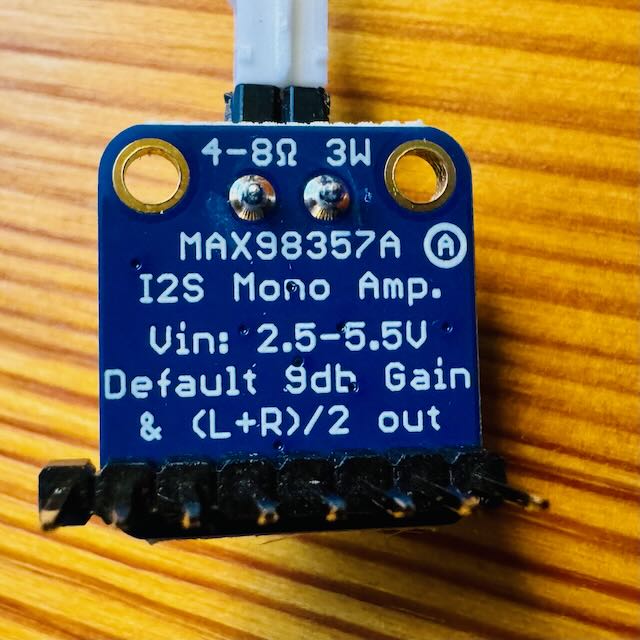 Adafruit MAX98357 amplifier back view showing pin labels