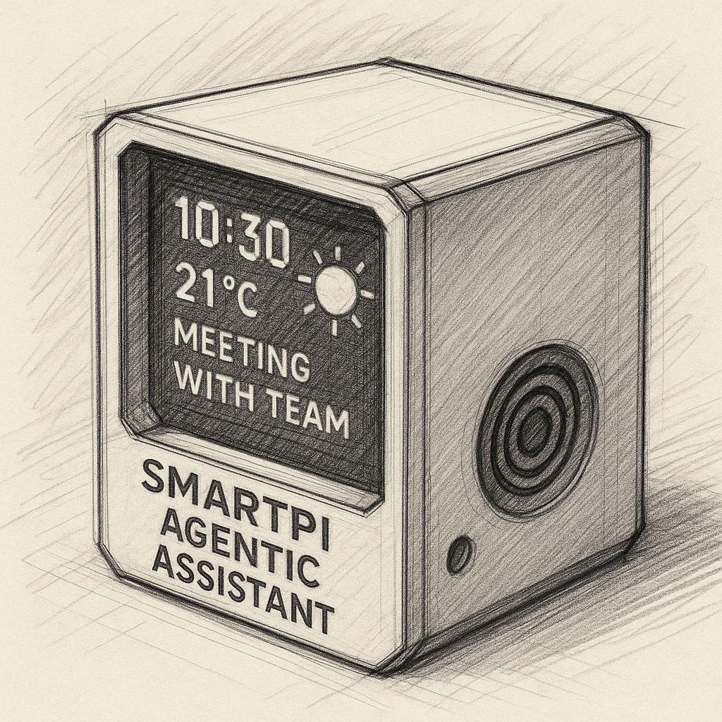 Generated technical sketch of SmartPi hardware components and layout