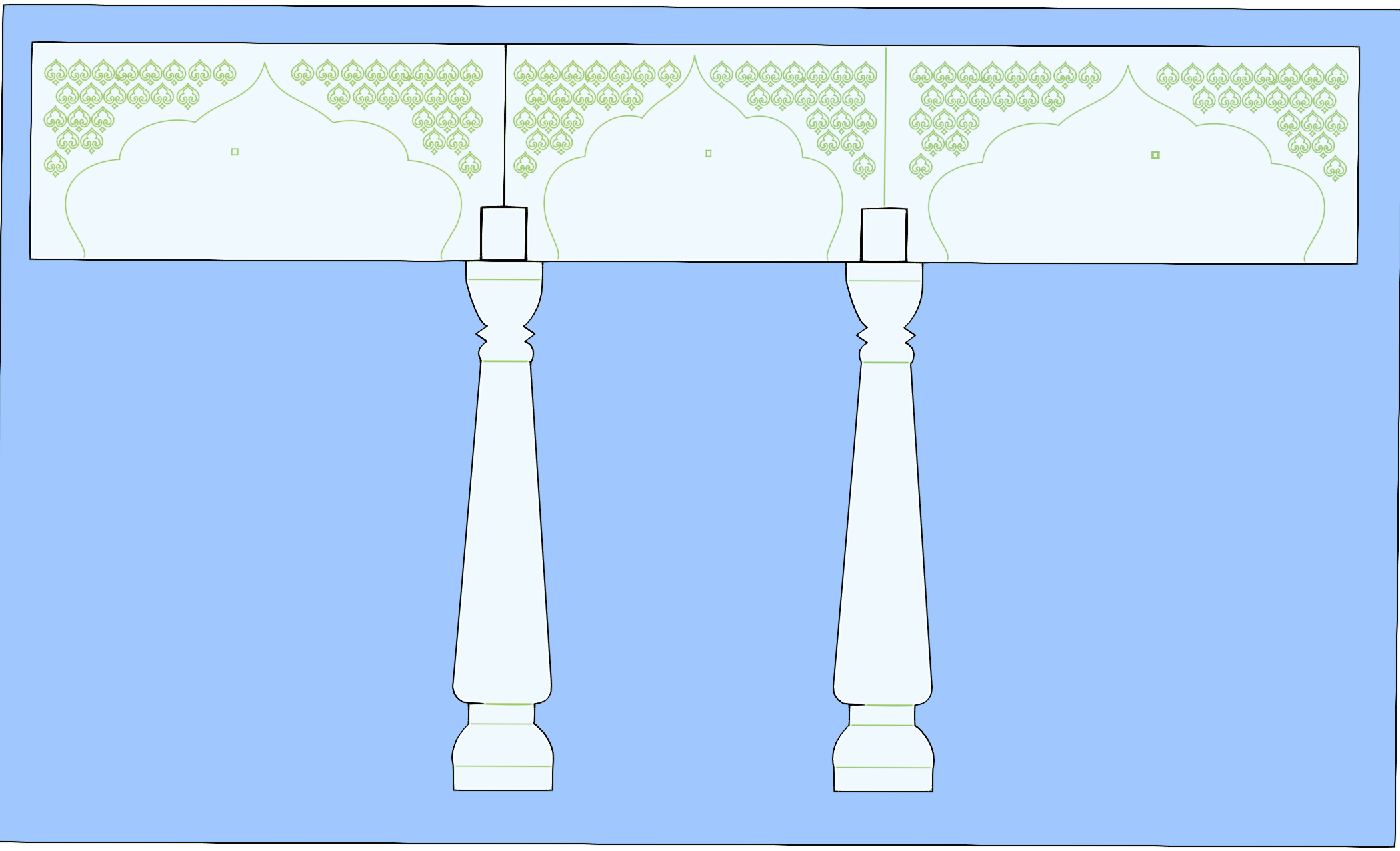 Fusion 360 CAD model showing repeating arch pattern design