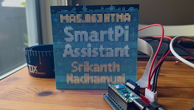 RGB Matrix displaying HELLO HTMAA