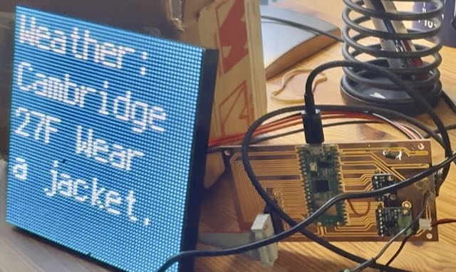 PCB V3 successfully driving the LED matrix display with test message