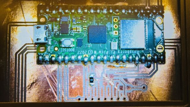 Raspberry Pi Pico W soldered to PCB