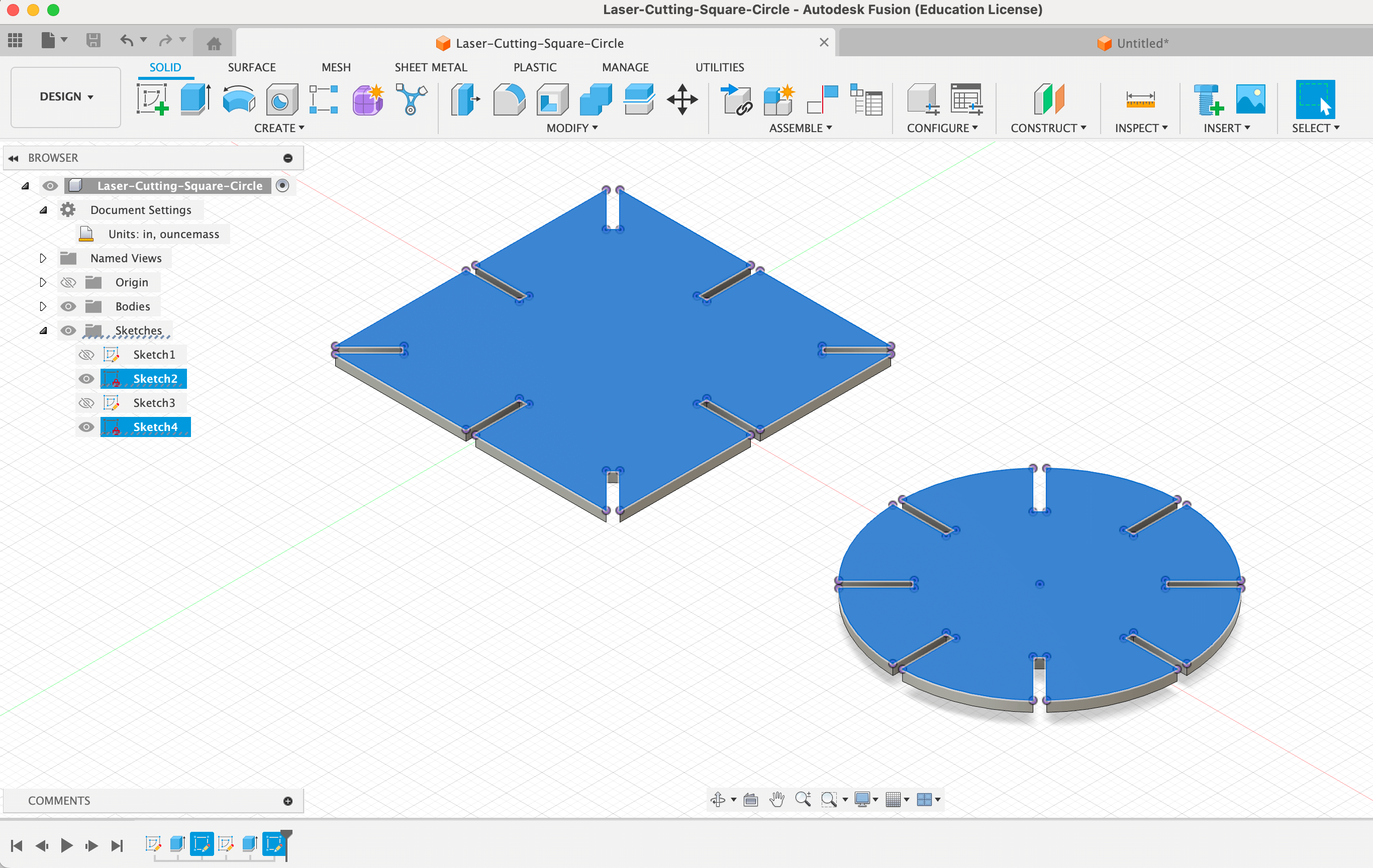 Fusion design for square and circular plates with parametric slots
