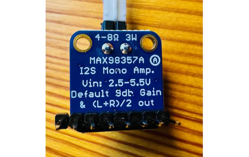 Adafruit MAX98357 amplifier back view showing pin labels