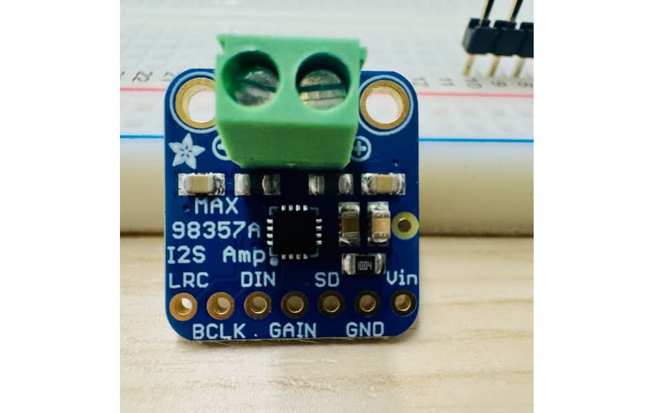 Adafruit MAX98357 amplifier front view showing component layout