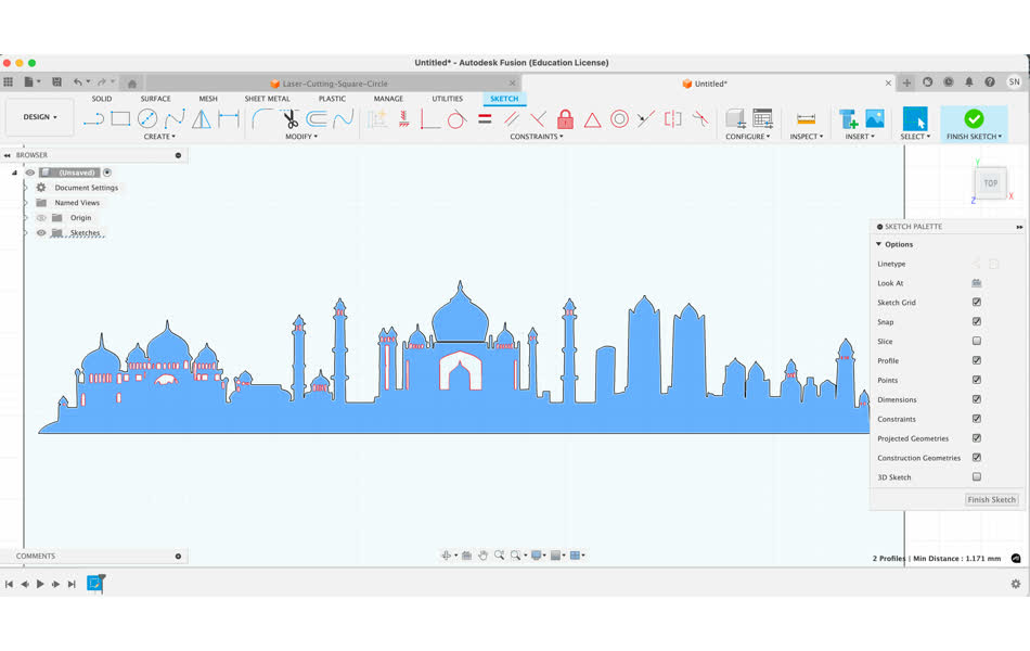 Fusion sketch of Delhi skyline