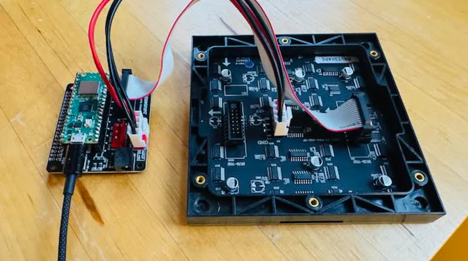 Adapter board connected to RGB matrix