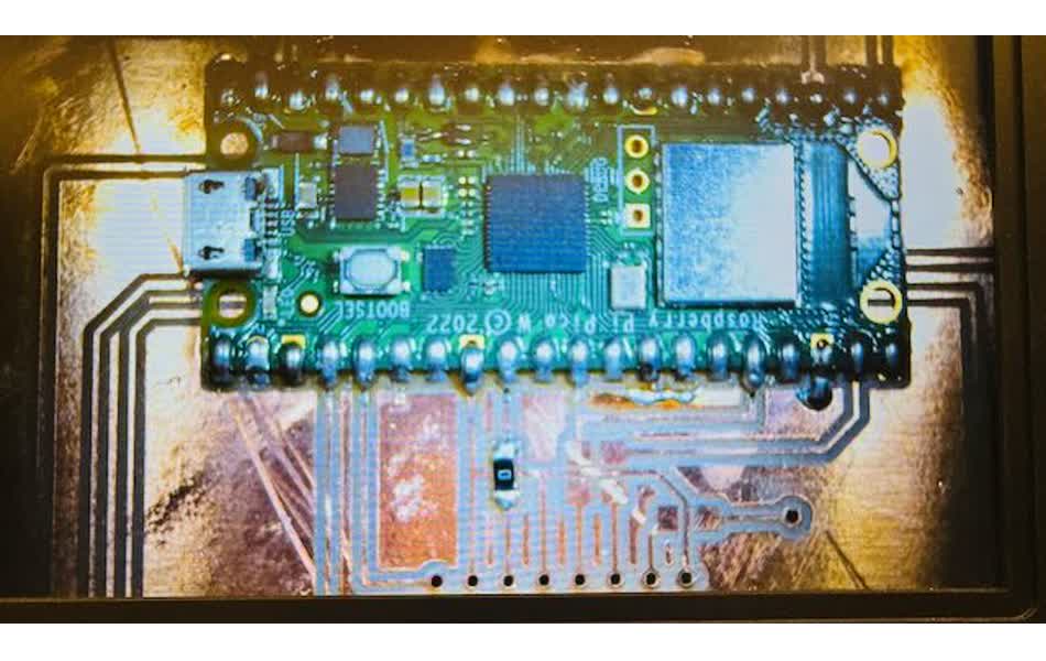Raspberry Pi Pico W soldered to PCB