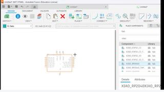Fusion schematic view with XIAO RP2040, switch, resistor and LED