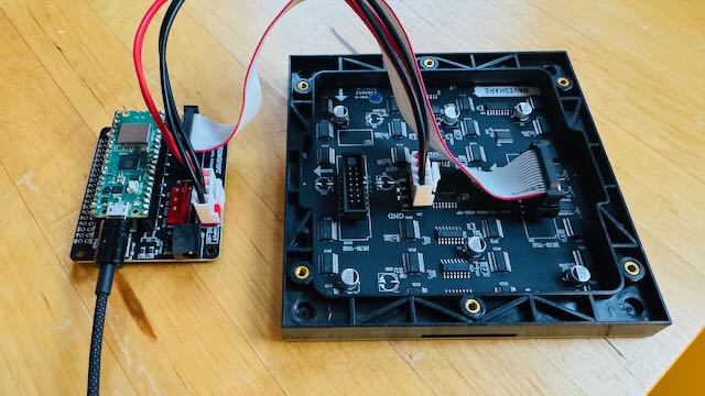 Adapter board connected to RGB matrix