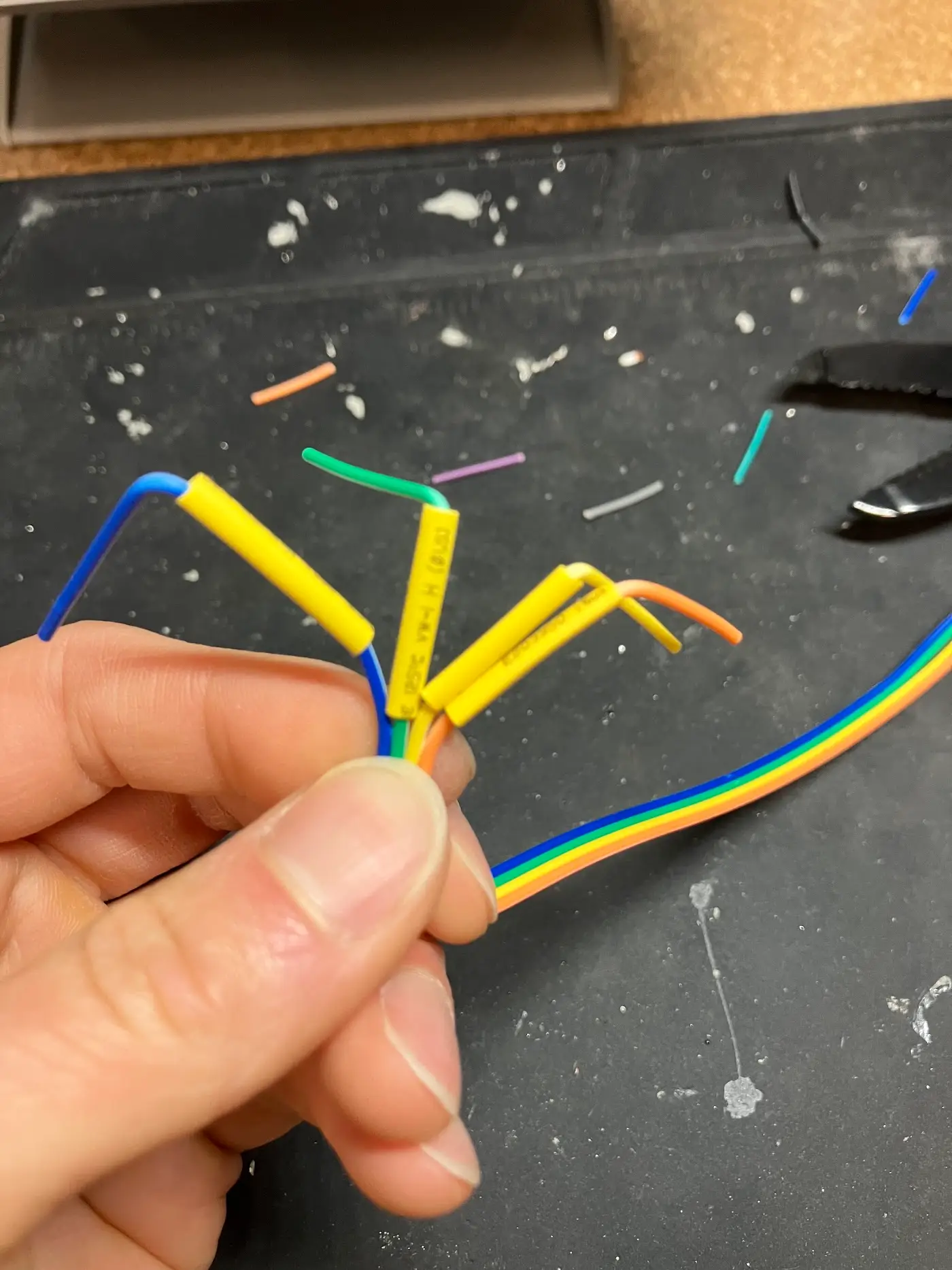 Add heat shrink tube first