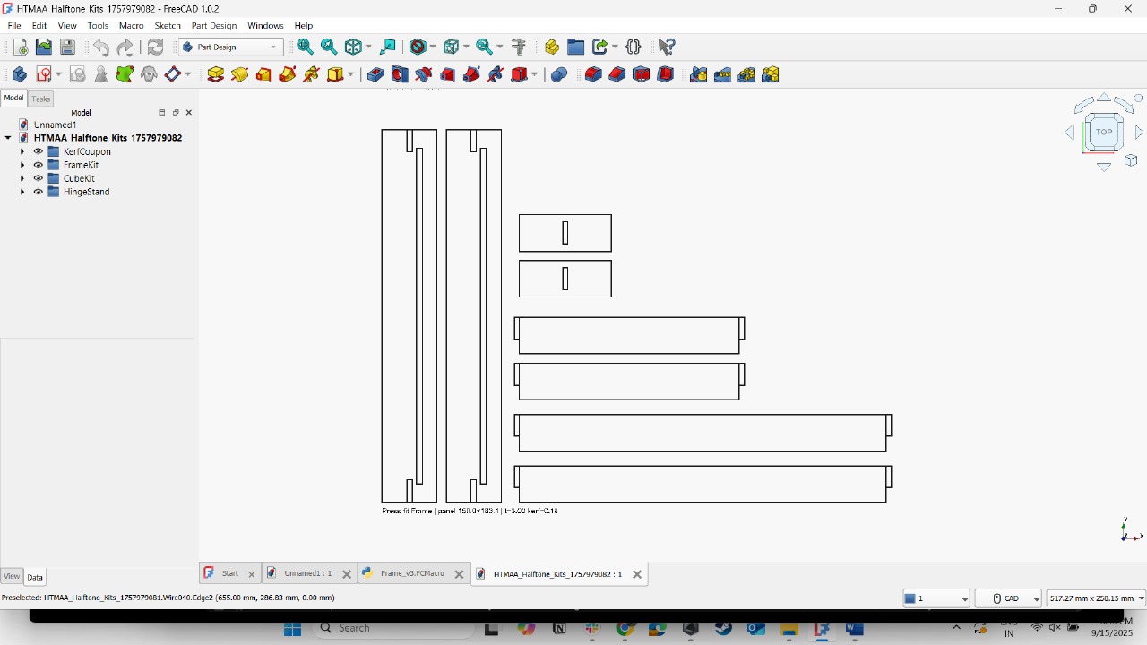 FreeCAD design file showing stand components