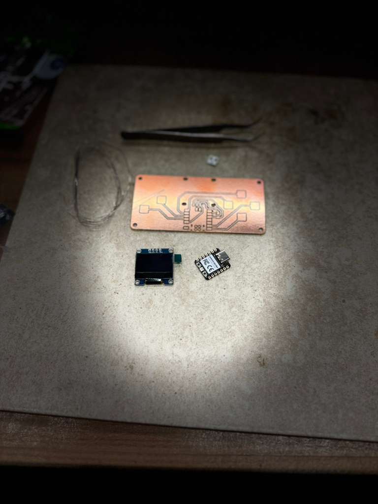 PCB with XIAO RP2040 and OLED display