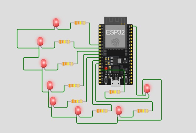Wokwi ESP32 simulation screenshot