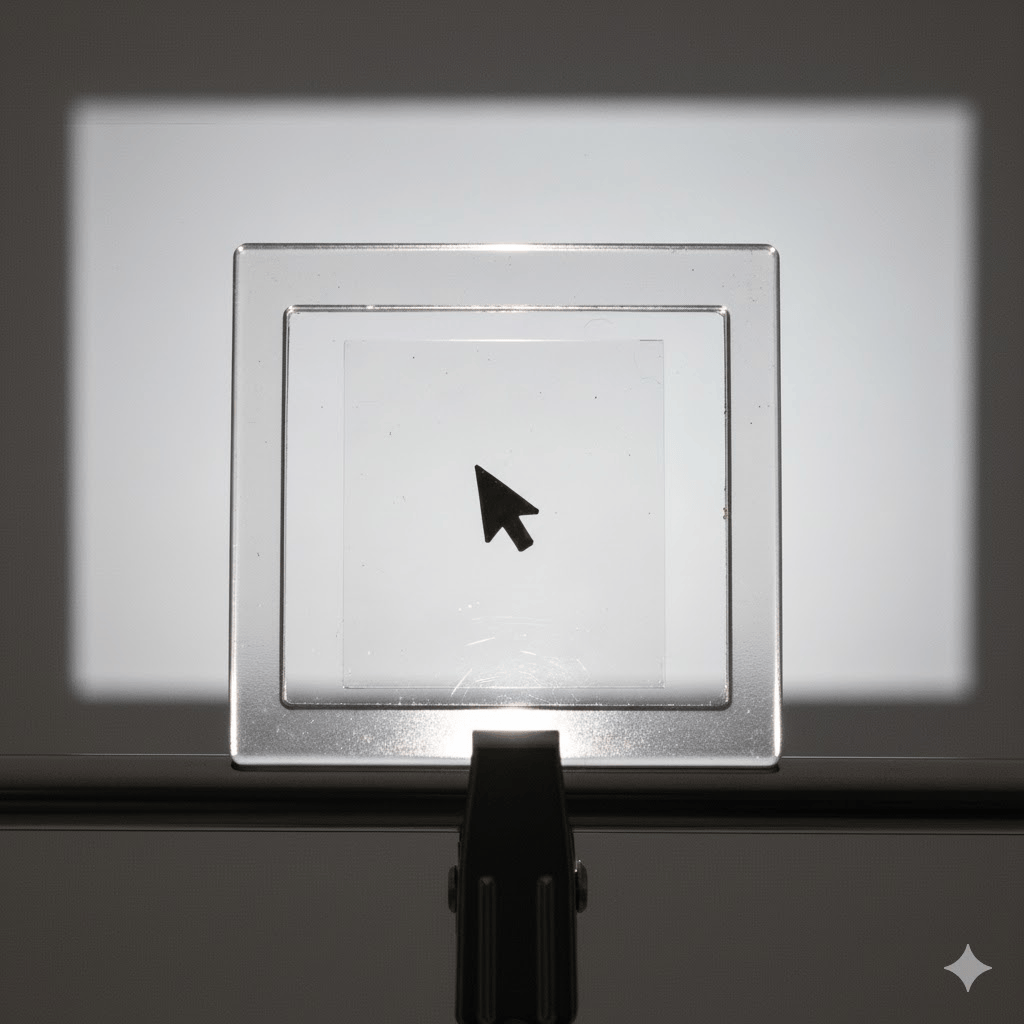A cursor on a film, generated by Gemeni. (Imagin it's hooked up with motors)
