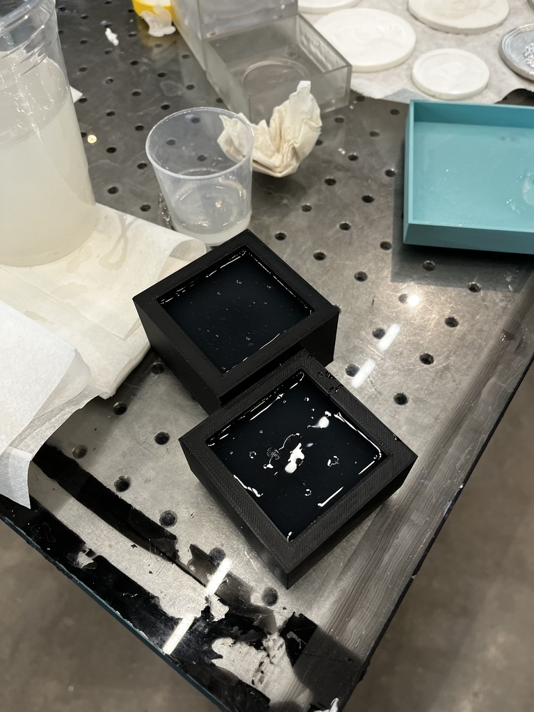 Poured silicone rubber into the mold