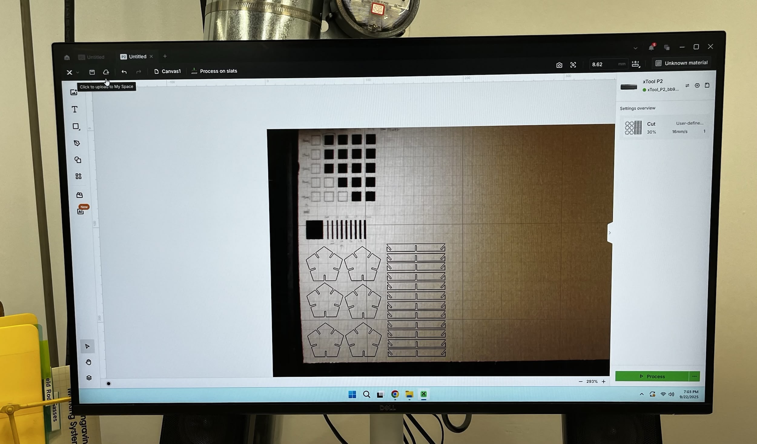 The shape layout on the xTool software