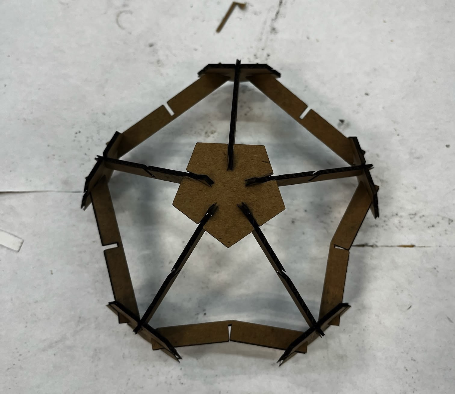 Forcing fitting the cap of icosahedron made of 5 equilateral triangles