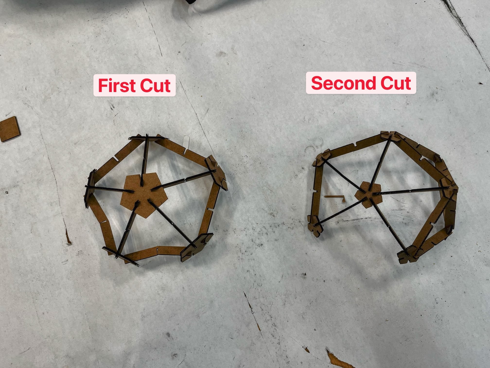 Comparison between the first and second cut