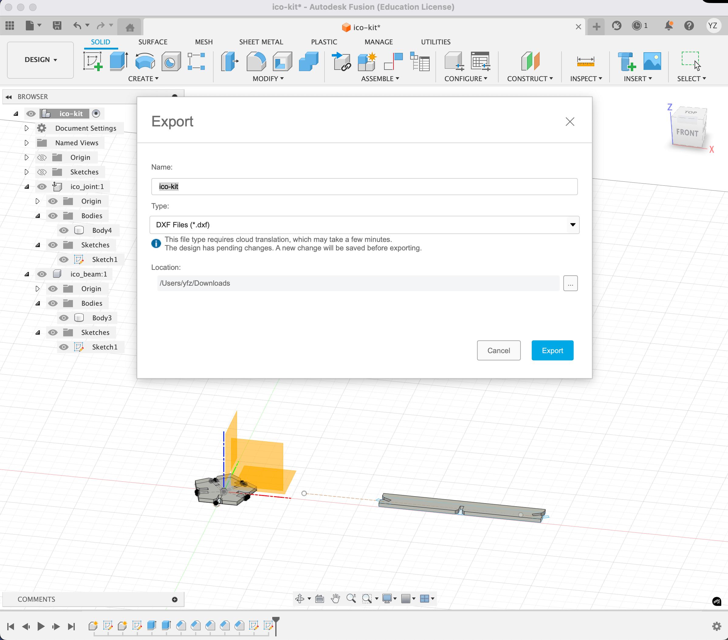 File > Export > DXF in Fusion 360