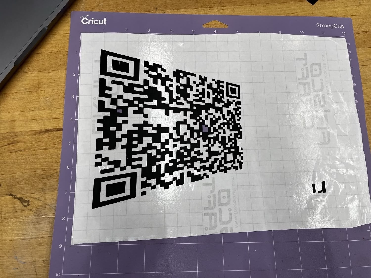 Final peeled vinyl with the QR code