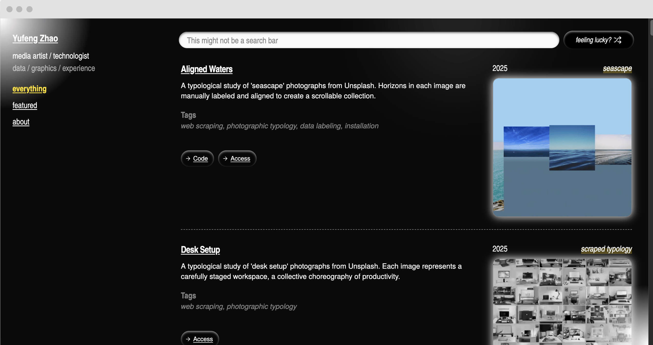 Yufeng's personal website as of Sep 2025.