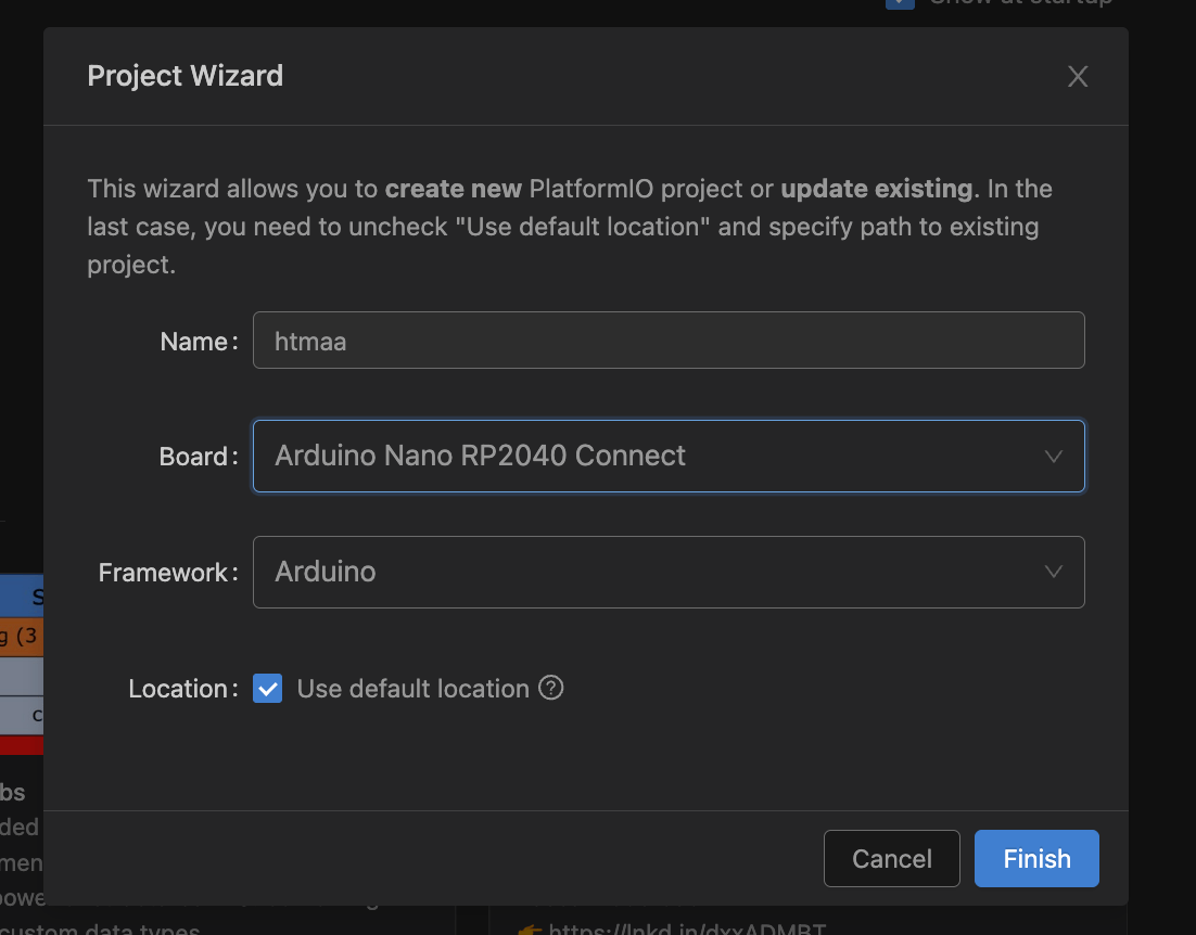 Click "Arduino Nano RP2040 Connect" in PlatformIO Home