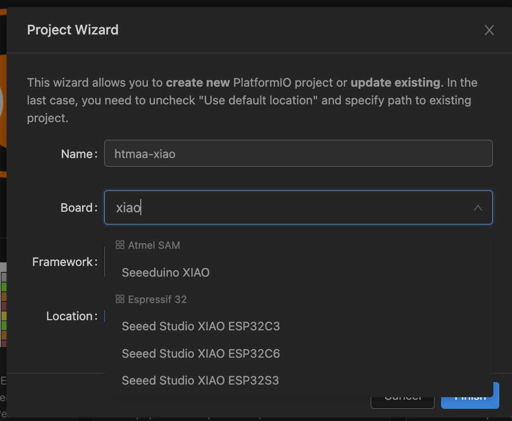 "Seeed XIAO" options are SAMD and ESP32 only